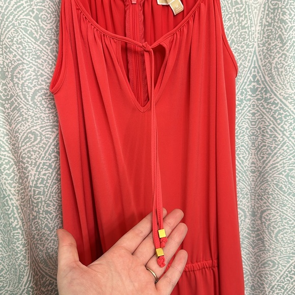 NWT Women’s Michael Kors Medium Cold Shoulder Coral Summer Dress - Picture 4 of 8